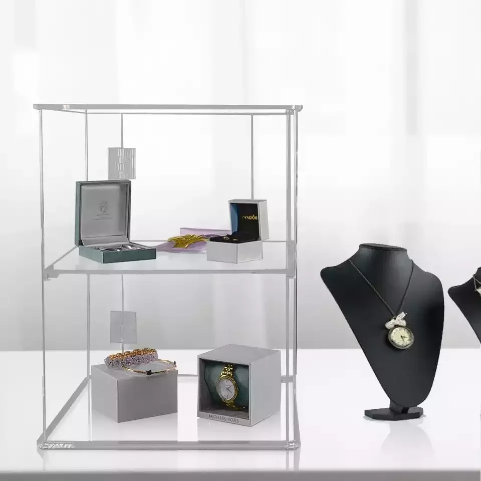 2 Tier Clear Acrylic Lockable Display Case