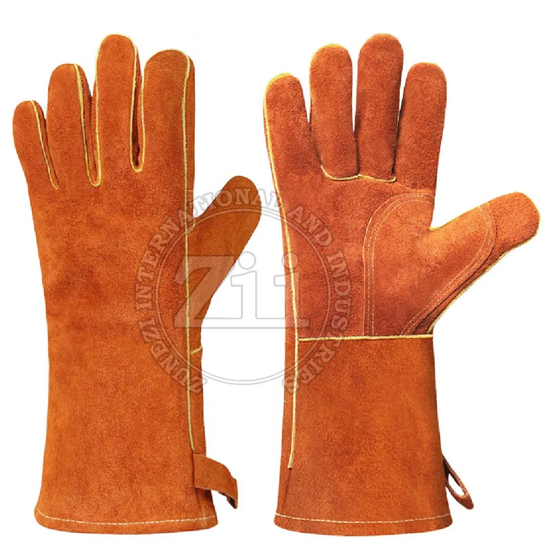Swelder 14inch Red Economic Flame Retardant Cowhide Leather Welding Gloves for Mig Stove Use Custom Design