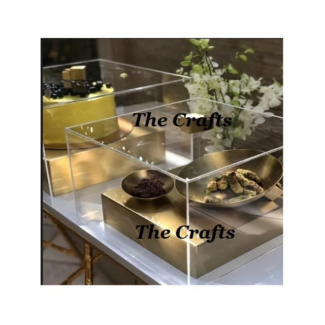 Unique Design Aluminium Serving Tray With Acrylic Cover Round Shape Tableware Decorative Serving Tray