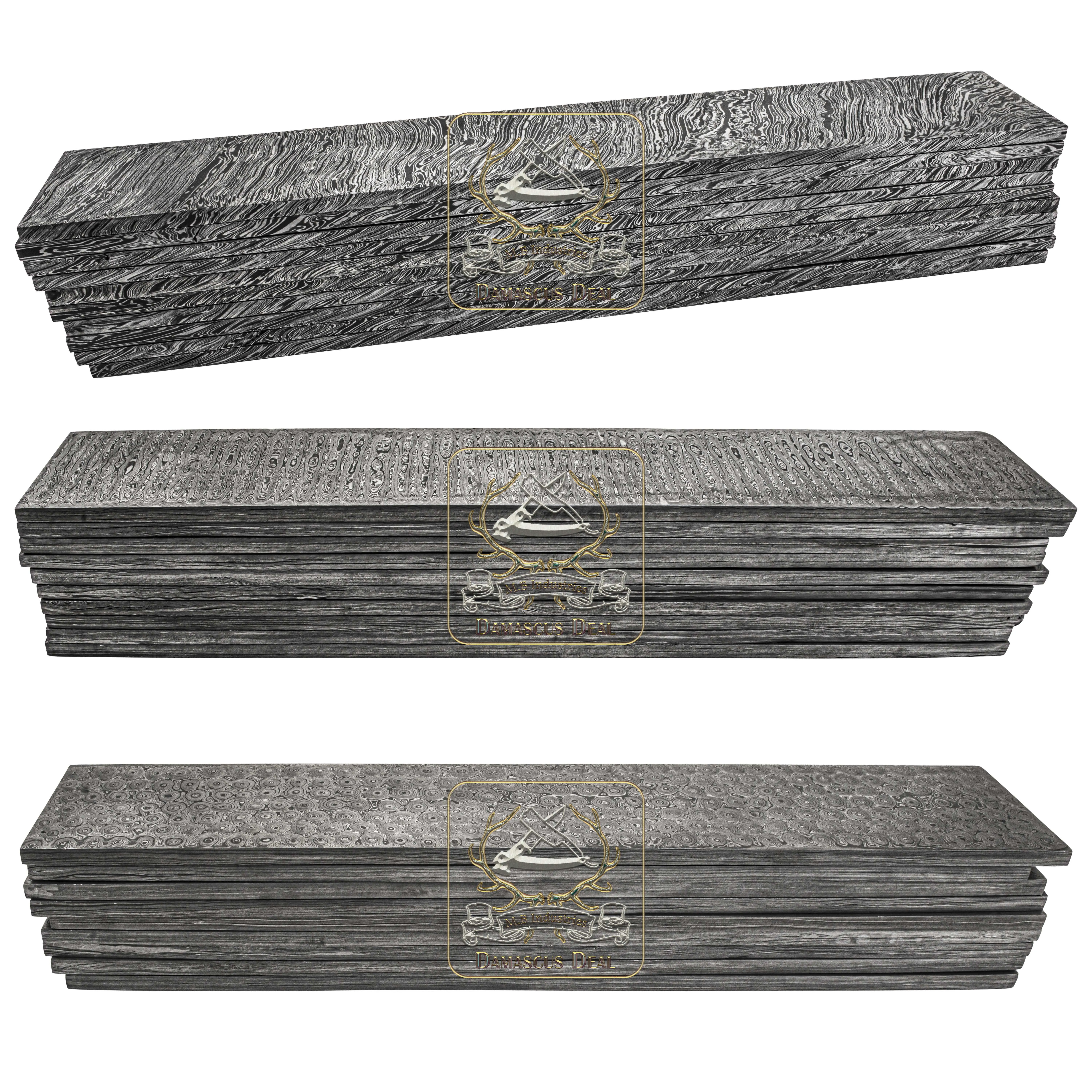Damascus Steel Billet Twist Feather Raindrop Random Ladder Fire DD-Damascus-Steel-905 for Knife Making Damascus Billets flat bar