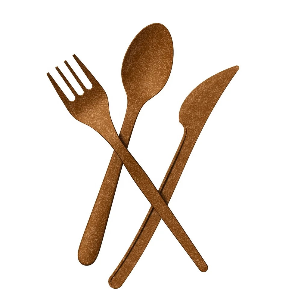 Eco-friendly Knife, spoon, and fork set from AirX wooden-like Cutlery set from Coffee grounds for dishwasher safe