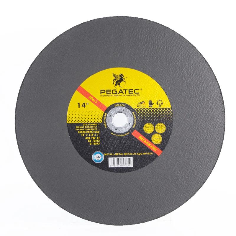 PEGATEC MPA Certificated 14 inch 355mm Alumina Zirconia Metal Grinding Cutting Disc
