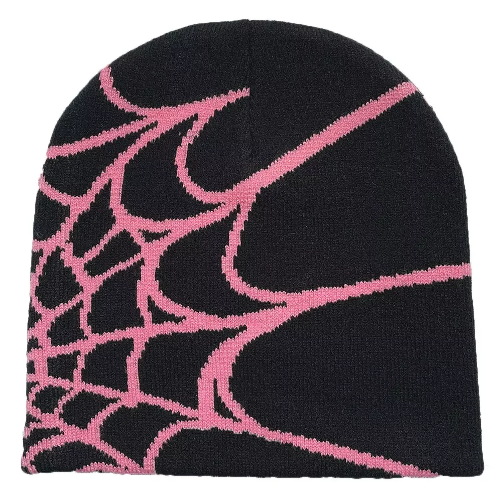 High Quality Unisex Acrylic Knitted Hat Beanie All Print Spider Web Wool Warm Fashion UK Cap Factory Wholesale