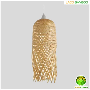 Classic and modern natural woven bamboo lampshade which used in restaurant and hotel interiors.