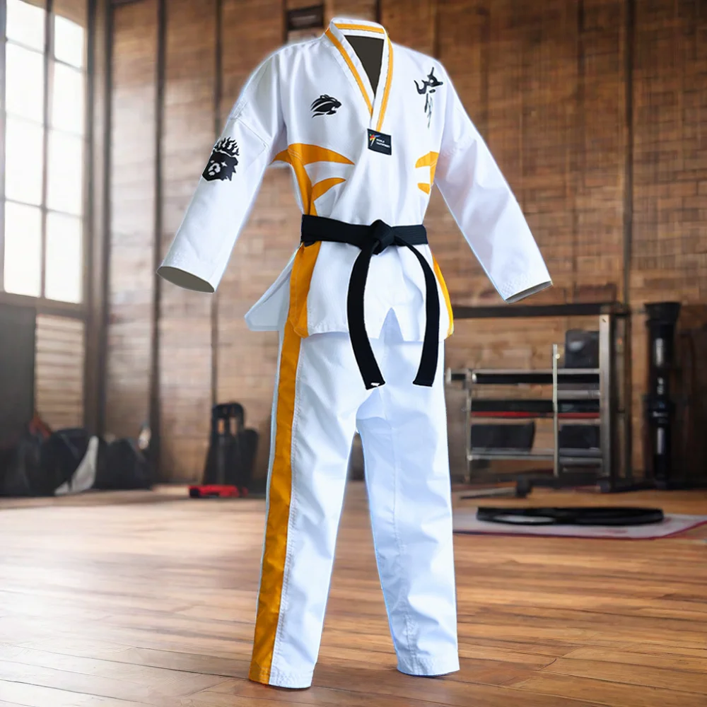 Custom Logo Embroidery Comfortable Competitive Taekwondo Black Uniform For Training Taekwondo Dobok TU-0008