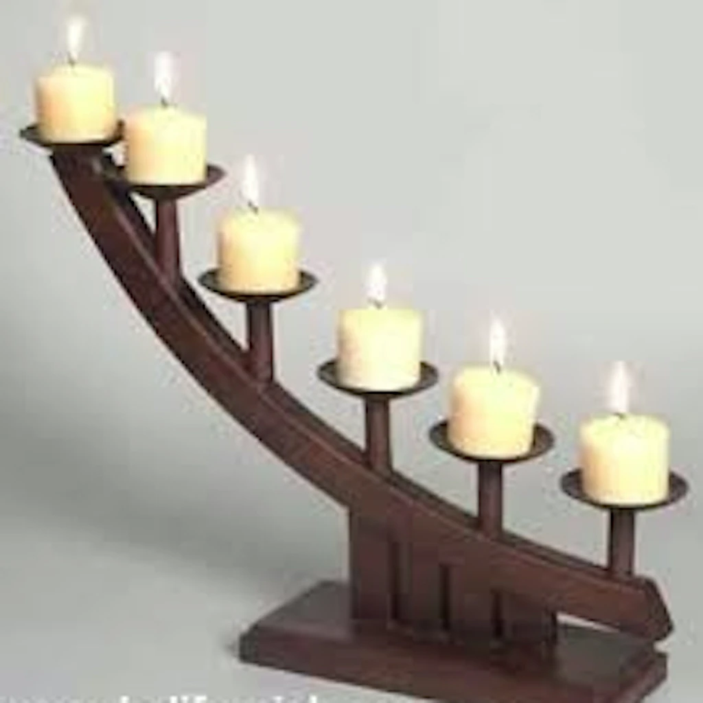 Handcrafted Wooden Candle Stand for 6 Candles in Stairs look made of Natural Wood for Home Decoration Provided by HHO