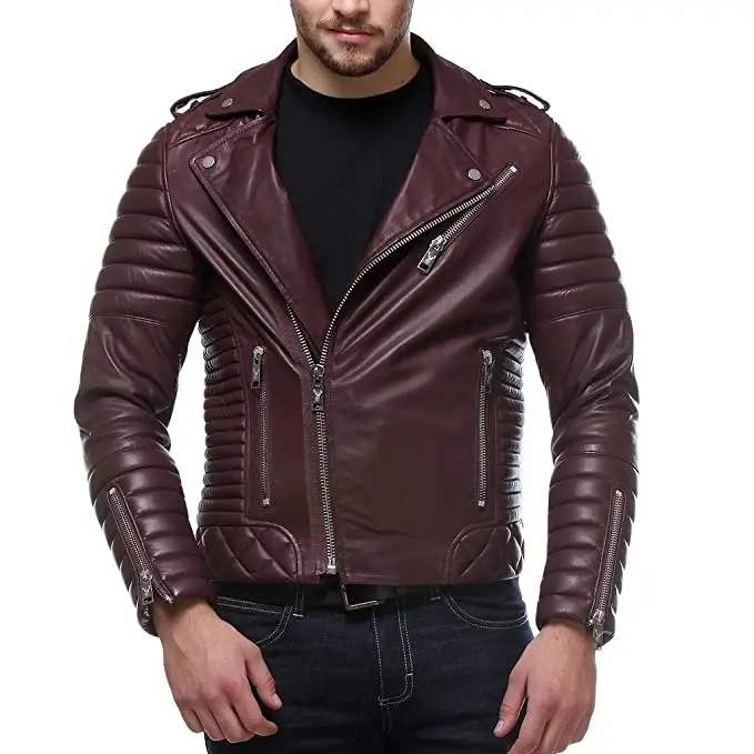 New Design Brown Men Jacket / Fully Customized Plus Size Jacket / Zipper Closure Leather Jacket For Men