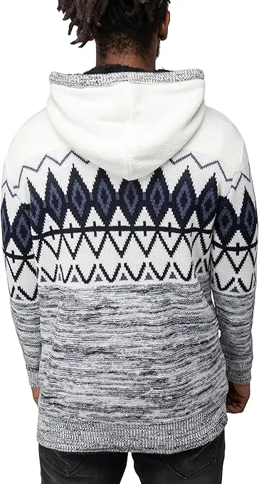 2024 Autumn Winter Breathable Men Knitted Hooded Sweaters Long Sleeve Solid Color Pullovers Fashion Male Warm Knitwear Casual