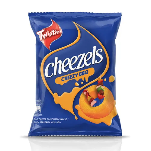 TWISTIES CHEEZELS CHEEZY BBQ сырный ароматизатор 60 г ароматизированные Кукурузные Закуски продукты оптовик Малайзия