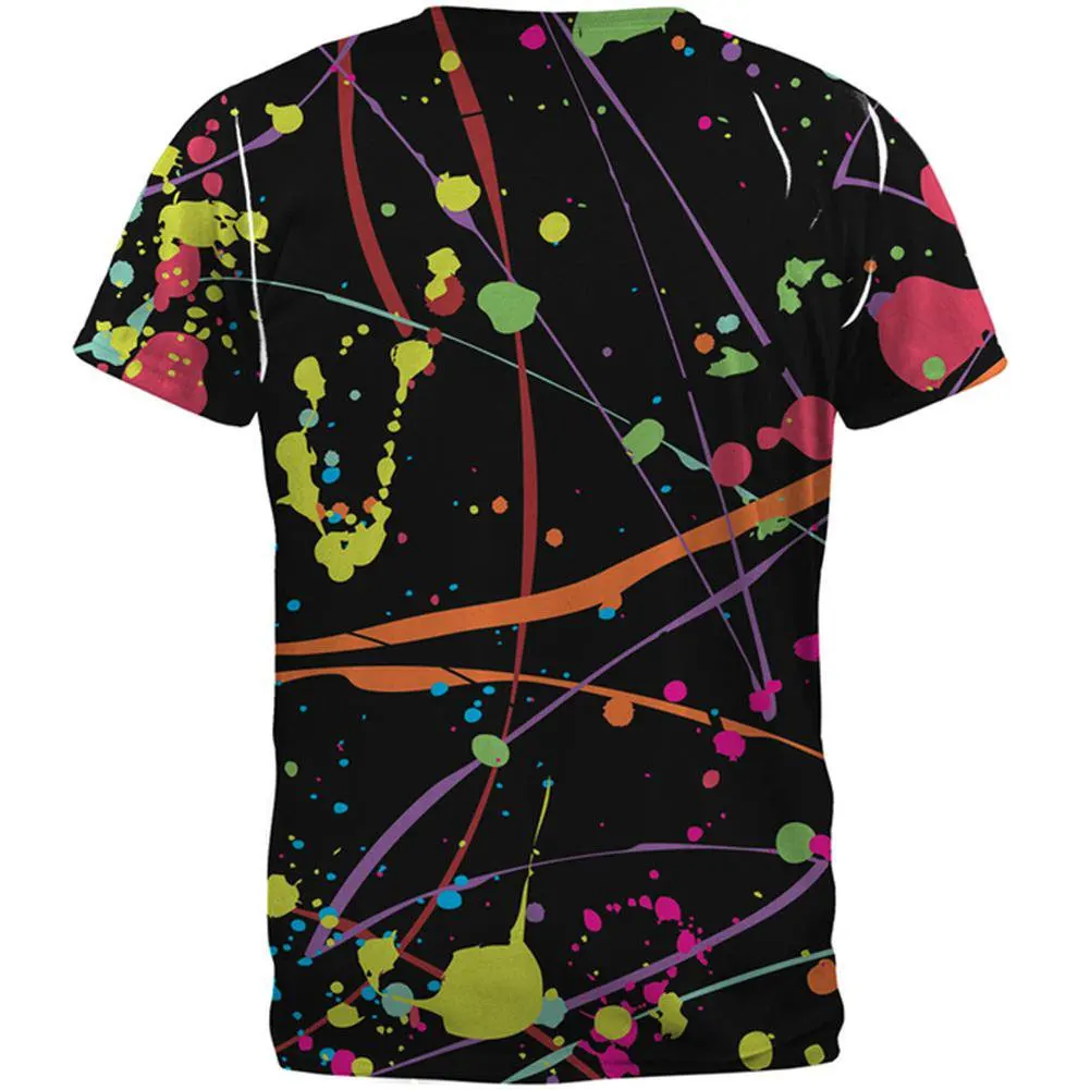 Wholesale Customized Splatter Paint Black All Over Adult T-Shirt sublimation tshirts
