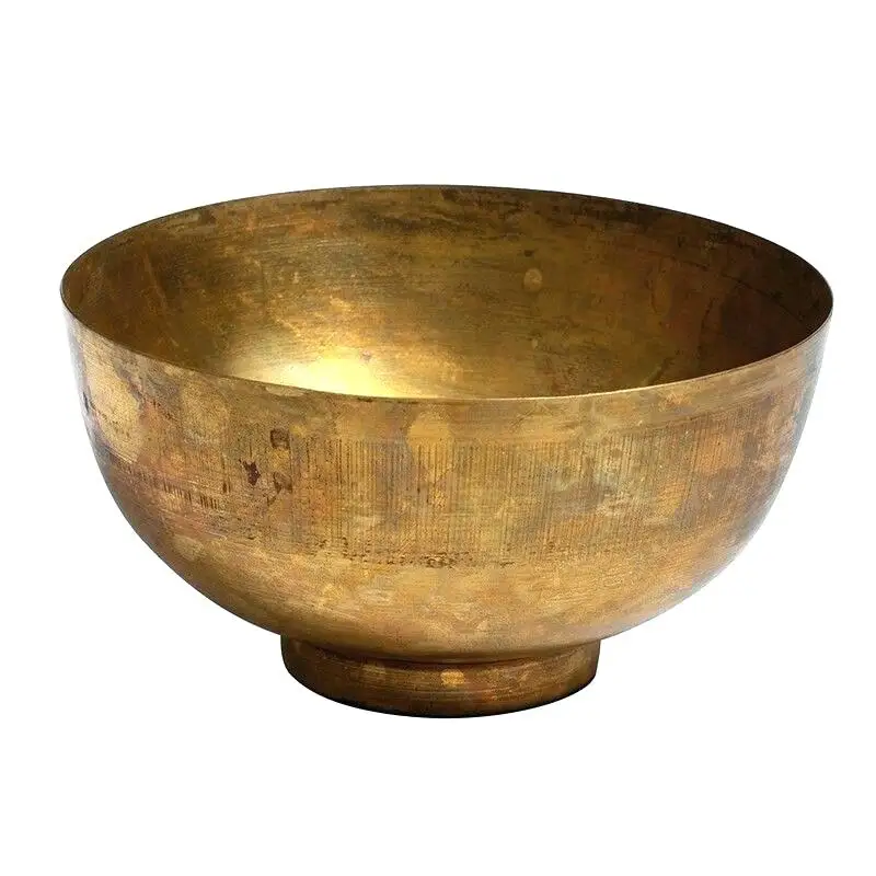 Metal Fruit Bowl With Gold antique Finishing Round Shape Plain Design Excellent Quality For Serving & Beverages Bowl