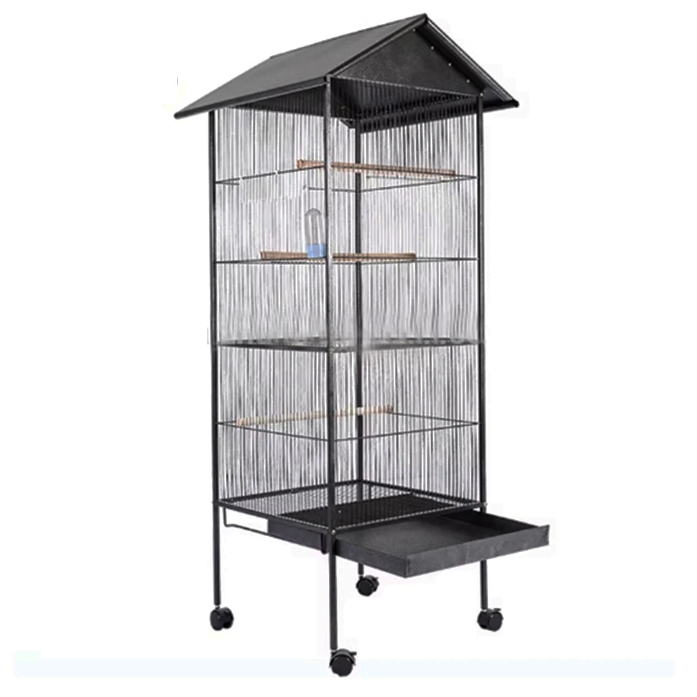Hot Sale Metal Top Roof Handmade Macaw Parrot Bird Cage 66*66*155cm Aviary for Birds