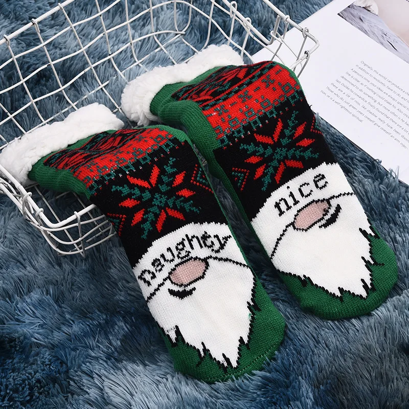 christmas winter indoor socks woman polar fleece non-slip socks grip fashion winter thick soft fuzzy floor socks for women