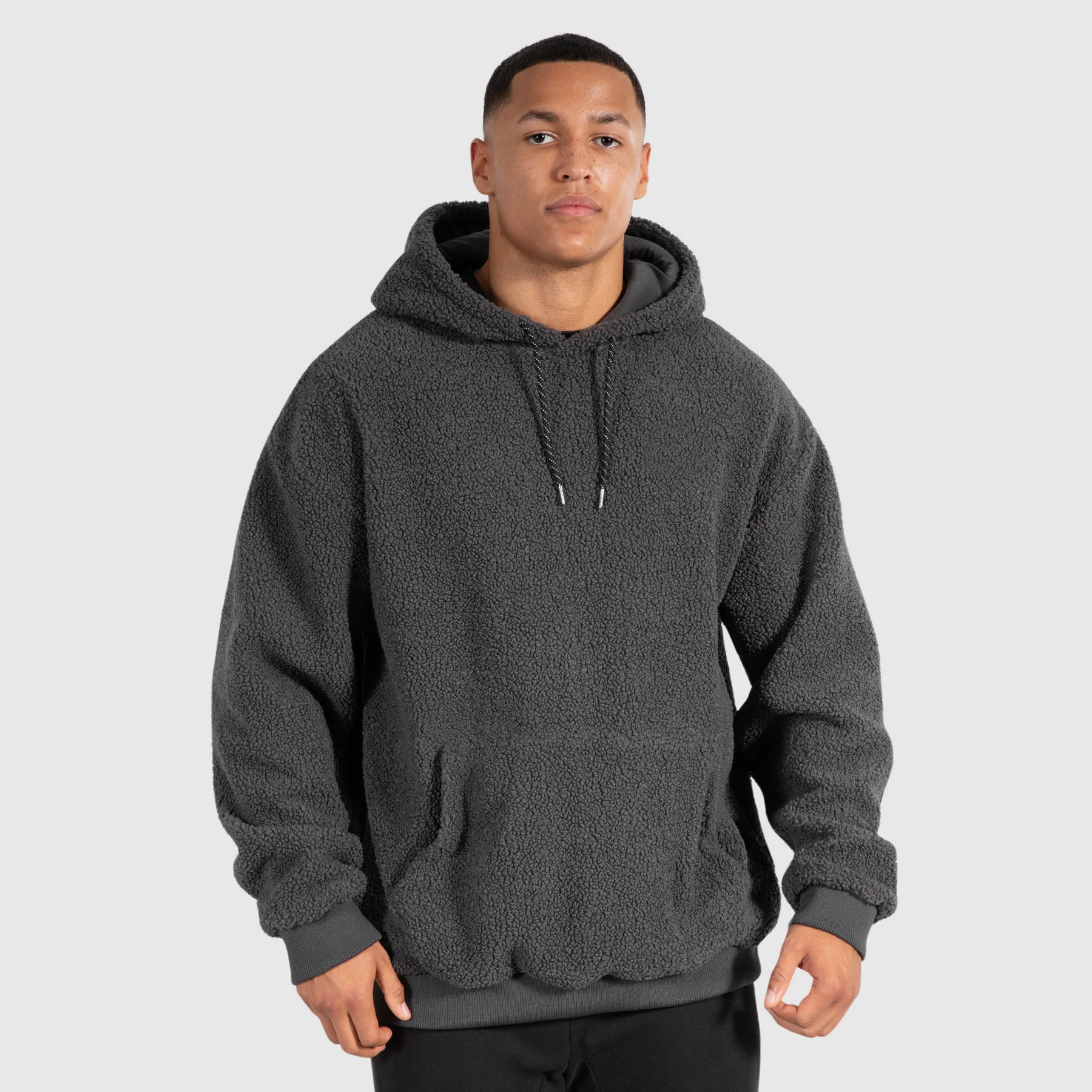 New Arrival 2024 Stylish Custom Made Sherpa Teddy Fleece Long Sleeves Breathable Pullover Hooded Hoodies Men