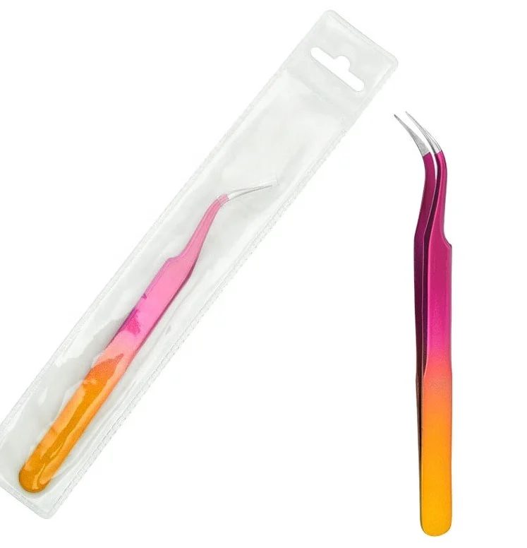 New Professional Eyelash Extension Personalised Sharp Point Volume Facial Tool Stainless Steel Lash tweezers at low price