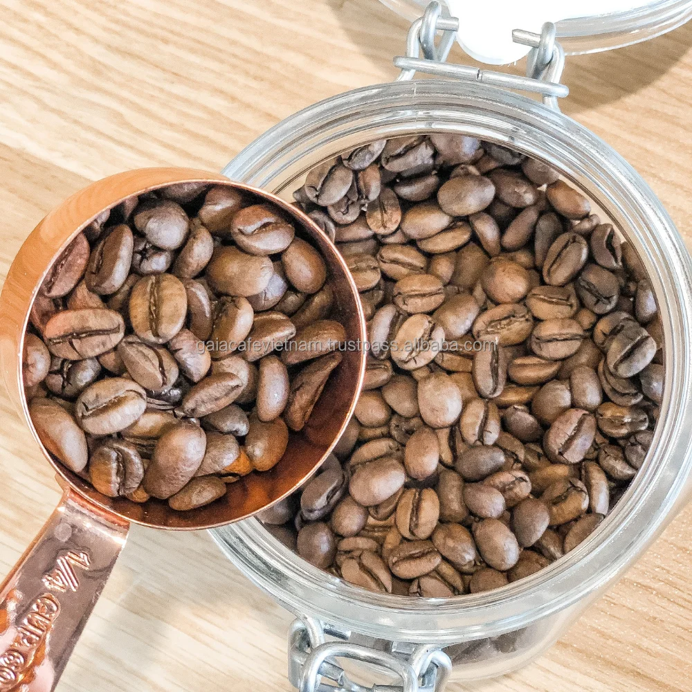 Roasted Arabica Dark Roast Coffee Beans High Quality Wash Process 95% Maturity Cau Dat Farm Highland  Vietnam