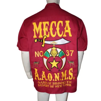 MECCA Temple Shriner shirts Short sleeve dickey shirts with customized embroidery designs walking shirts