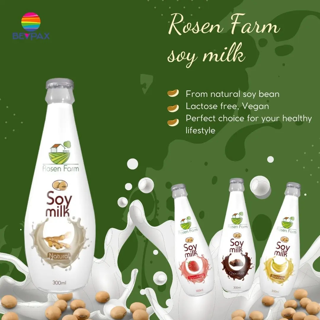 Low price Plant based soy milk from Vietnam best selling for Africa market 300ml glass bottle natural flavor