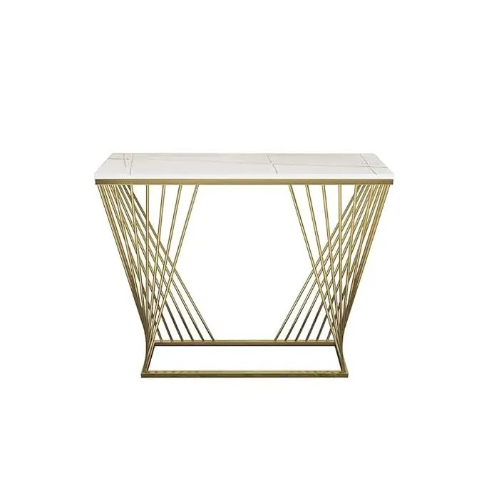 White & Gold Metal Console Table for Living Room/Bedroom MADE BY MZ INTERNATIONAL