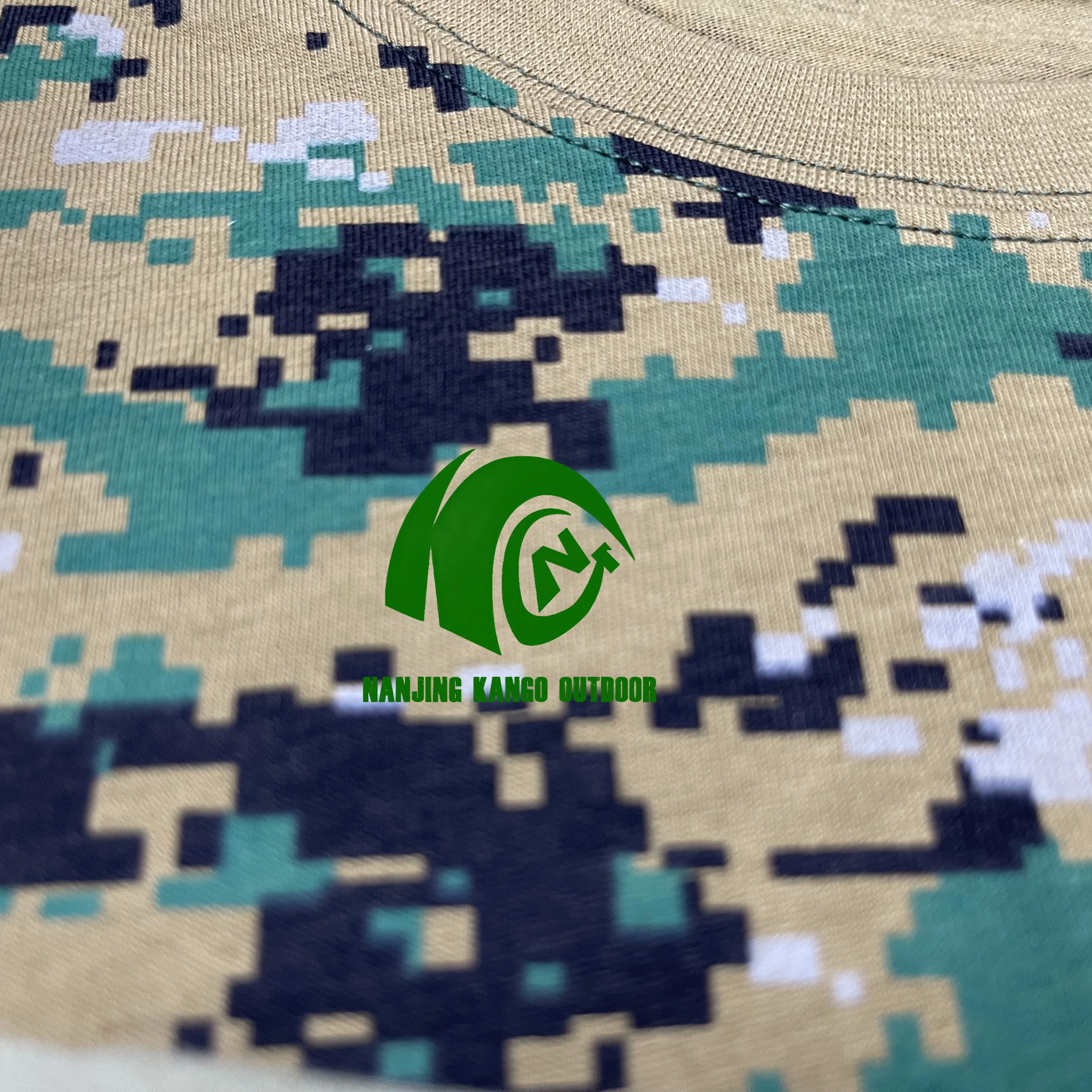 KANGO  Wholesale T shirt knitted mesh quick dry Sport Athletic Printed Short Sleeve Fitted Tactical Camouflage T shirt For Man