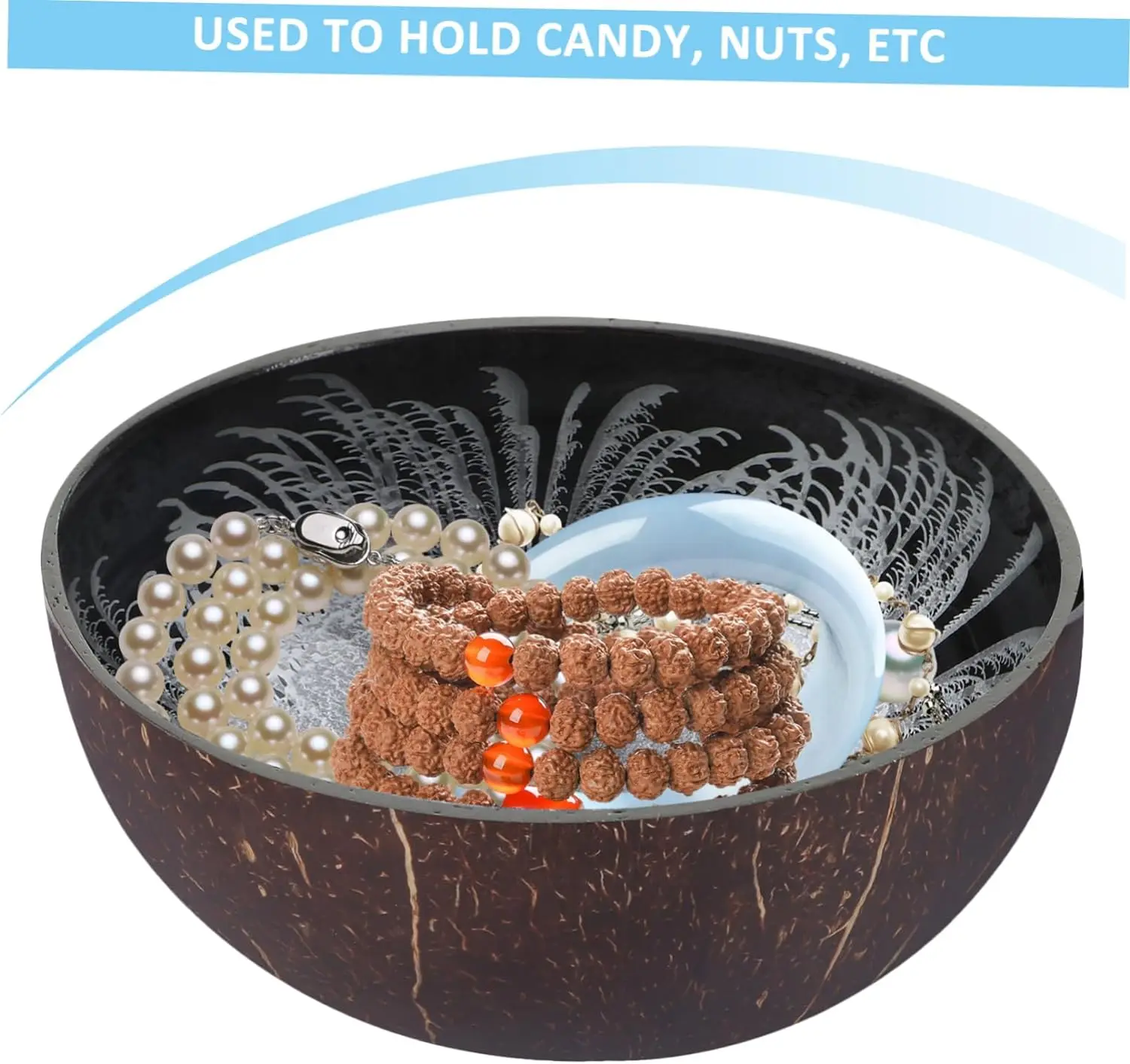 Natural Coconut Shell Bowl Wooden Bowl for Fruit Salad Outdoor Tableware Dinning Wood Bowl