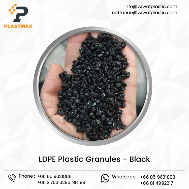 Thailand Wholesale Black Color LDPE Raw Materials Low Density Plastic Clean Washed Recycled Virgin Granules