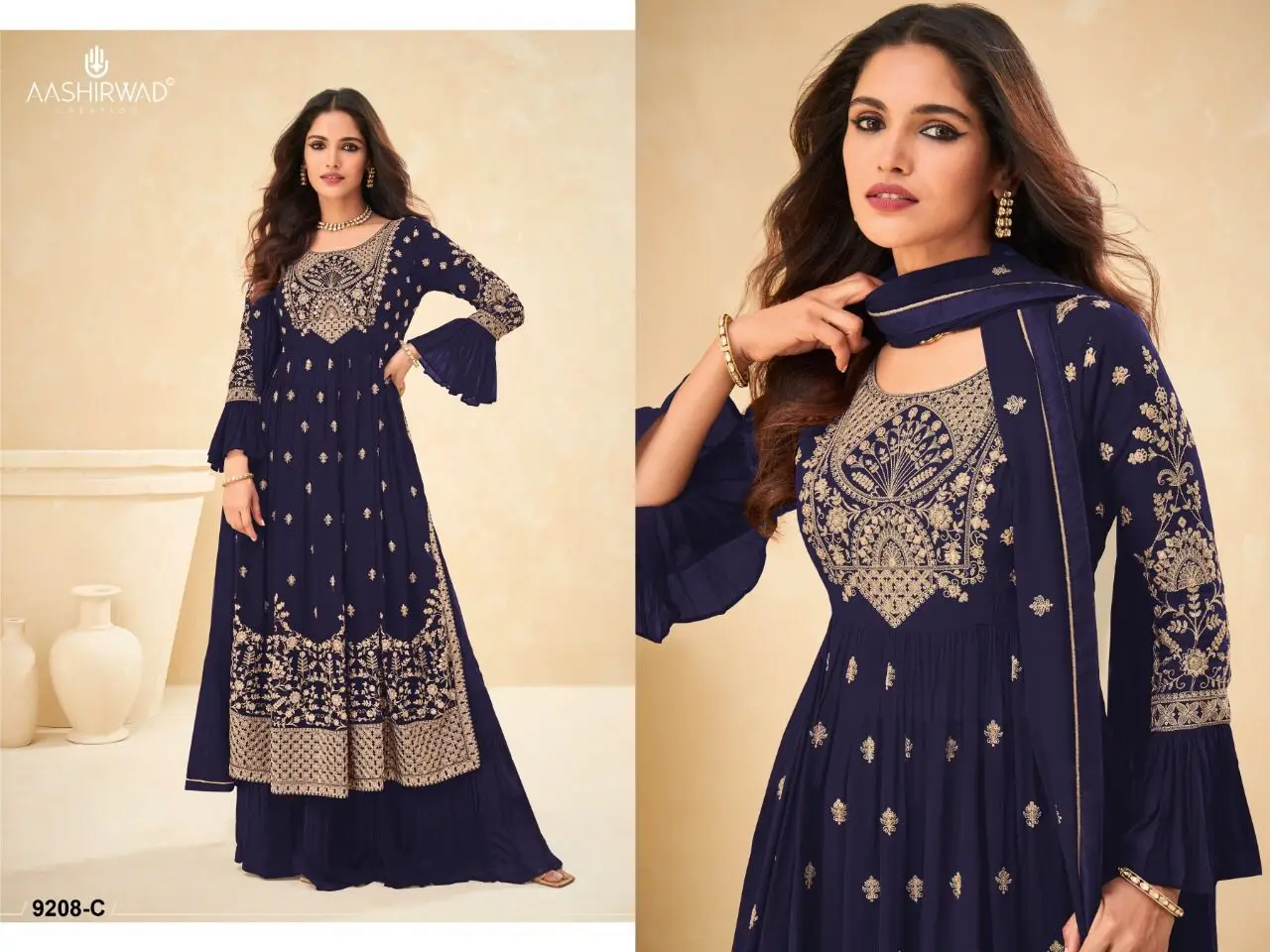 Mind Blowing Heavy Faux Georgette With Embroidery Sequence Work Plazzo Style Indian Pakistani Salwar Kameez Suit Dress For Women