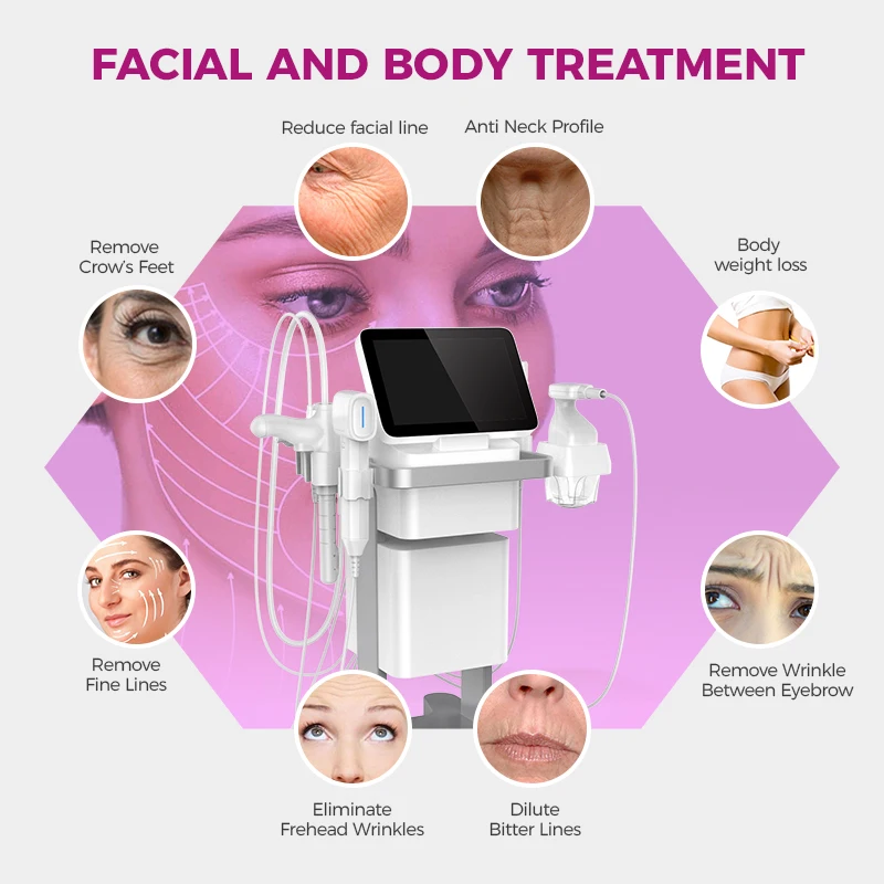 Newangie 6 in 1 7d hifu frctional rf microneedle facial and body ultrasound hifu vaginal tightening anti wrinkles machine