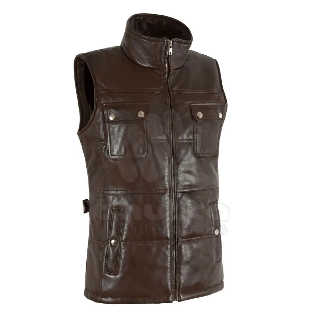 Stand Collar Customized Winter Fashion Women Leather Vest Wholesale Low Price Leather Vest For Women