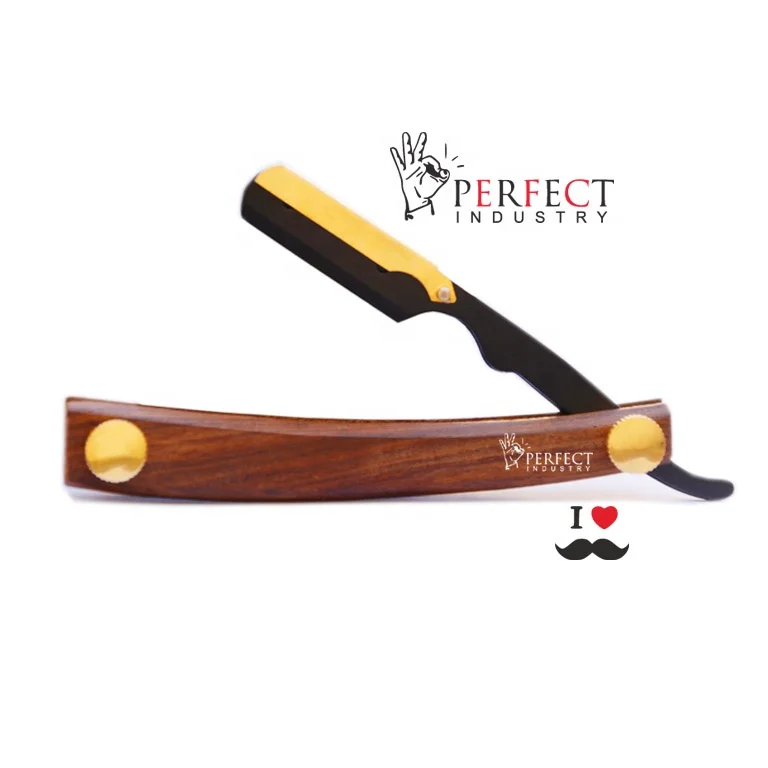 Blue color Wood Handle barber Razor / Personal touch salon shaving razors for men with case / razor with wooden handle