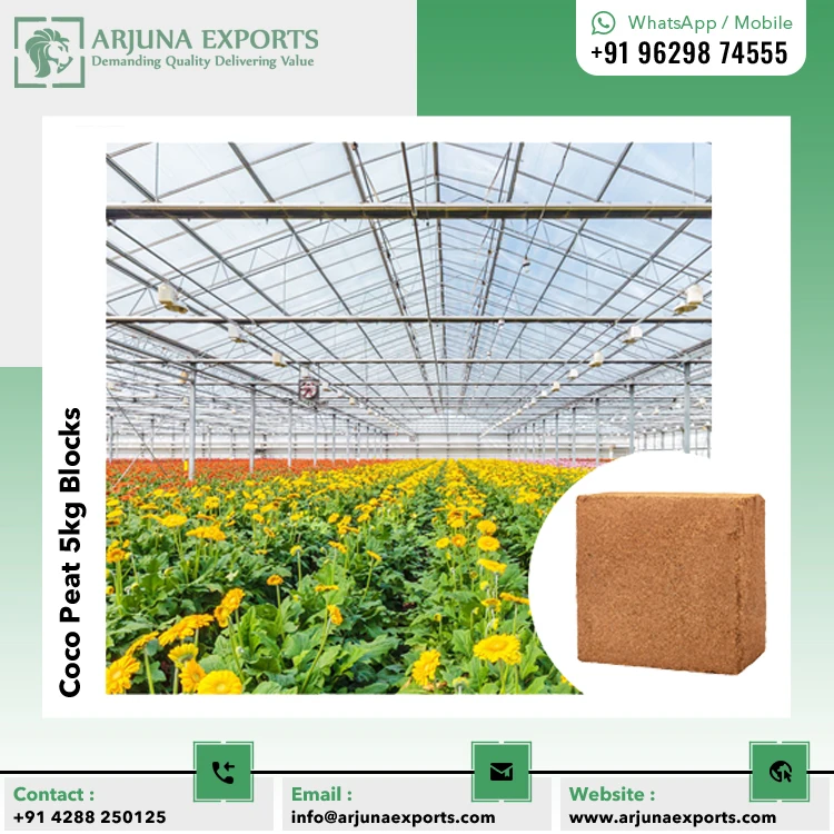 Leading Exports Direct Factory Supply Best Quality Coconut Coco Peat 5kg Block Coir Pith for Seedling Nurseries