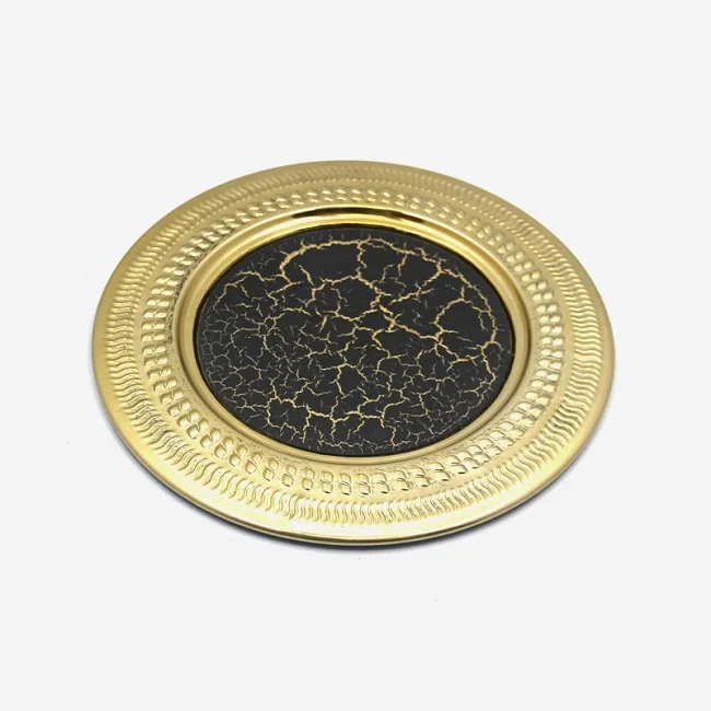 Carved Border Gold Hammered  Charger Plate Food Safe Charger Plate Carved Border Glossy Shine Made Of Mattel Handmade