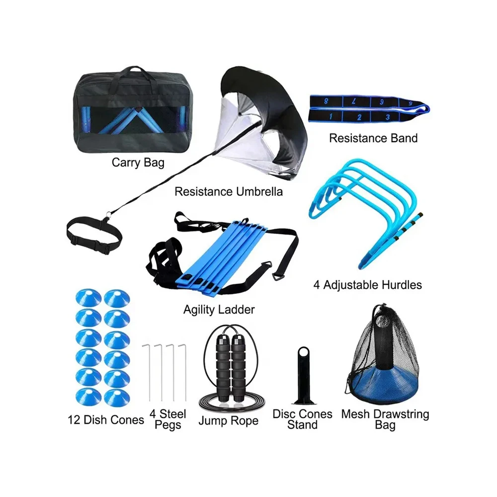 Top Quality Speed Soccer Football Agility Ladder Agility Equipment Training Set Cones Hurdles Parachute