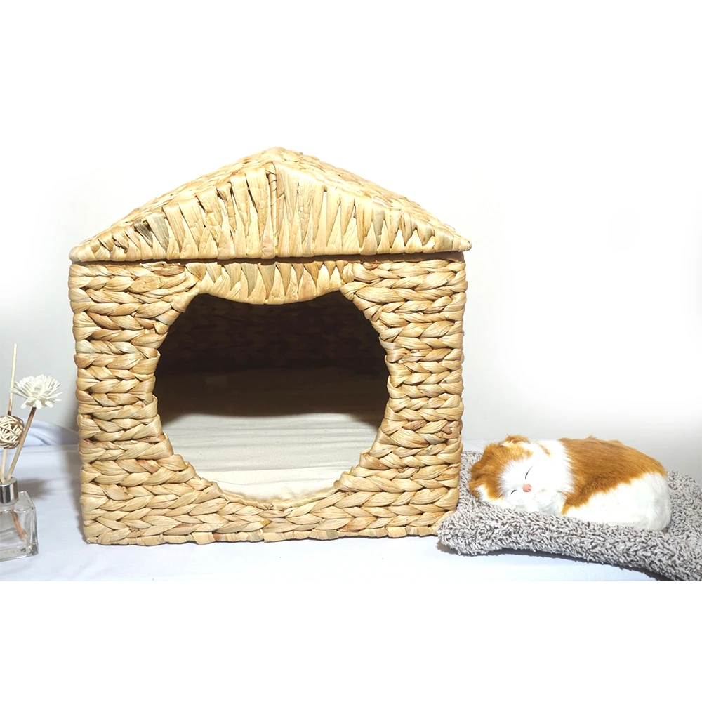 Wholesale High Quality Eco Friendly Warm Comfortable House Modern Cat Furniture Raised Hanging Rattan Cat Pet Bed From Vietnam
