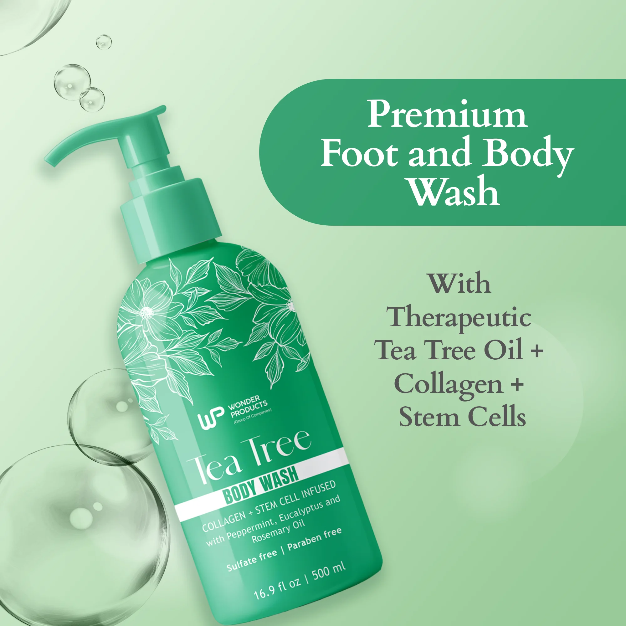 OEM/ODM Hot Selling Tea Tree Body Wash Peppermint Eucalyptus & Rosemary Oil Infused Soap for Skin Private Label Wholesale