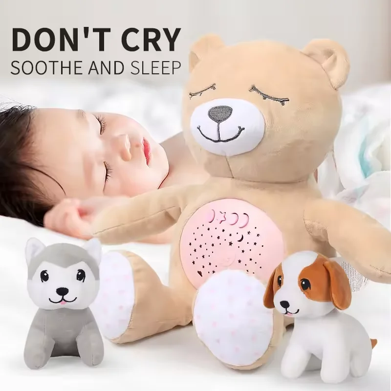 Eco-Friendly Baby Slumber Buddies Cartoon Toy With Projection And Music Sleeping Soothing Toys Bear