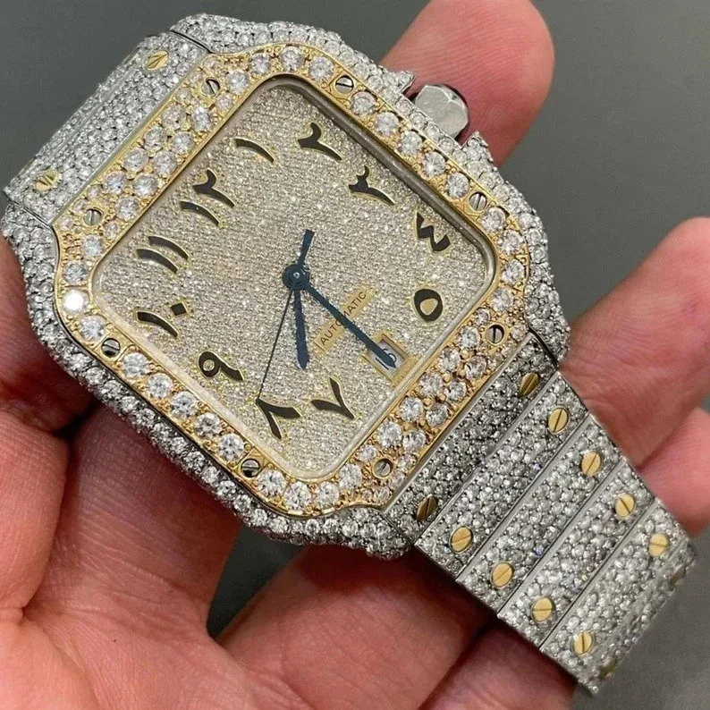 Iced Out White Moissanite Diamond Watch Luxury Watch For Men & Women Stainless Steel Watch Hip Hop Jewelry & Customized Jewelry