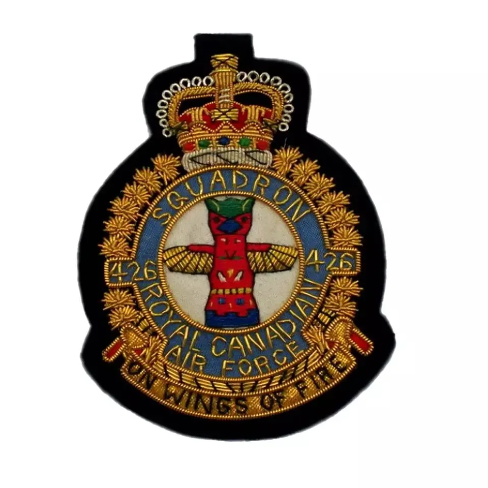 OEM and ODM Welcome Sew-on Applique Patch Hand made Embroidery Gold Bullion Wire Embroidered Blazer Military Uniform Badges