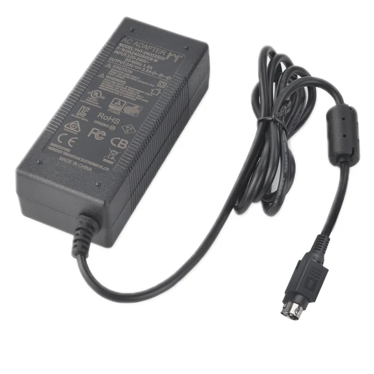 120vac 230vac to 24vdc 25a switching 3 pin ac adapter printer power supply 24v 2.5a power adapter for thermal printer