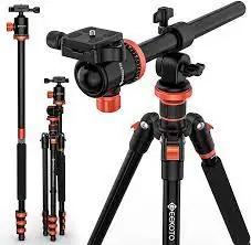 GEEKOTO 77' Tripod Aluminum Camera Tripod Monopod Foldable DSLR Tripod for Travel