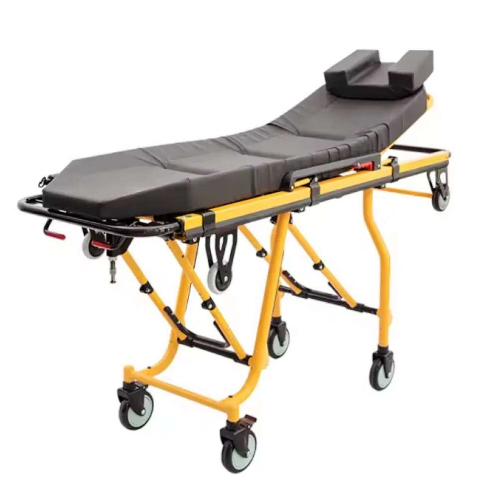 Folding Aluminum Alloy Automatic Loading Ambulance Stretcher Trolley for Medical Emergency Rescue Patient Transportation