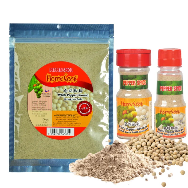 Fresh Ground White Pepper 40g Best Quality Pure White Pepper For Marinades Meat Seasoning Spices Pepper Malaysia Top Exporter