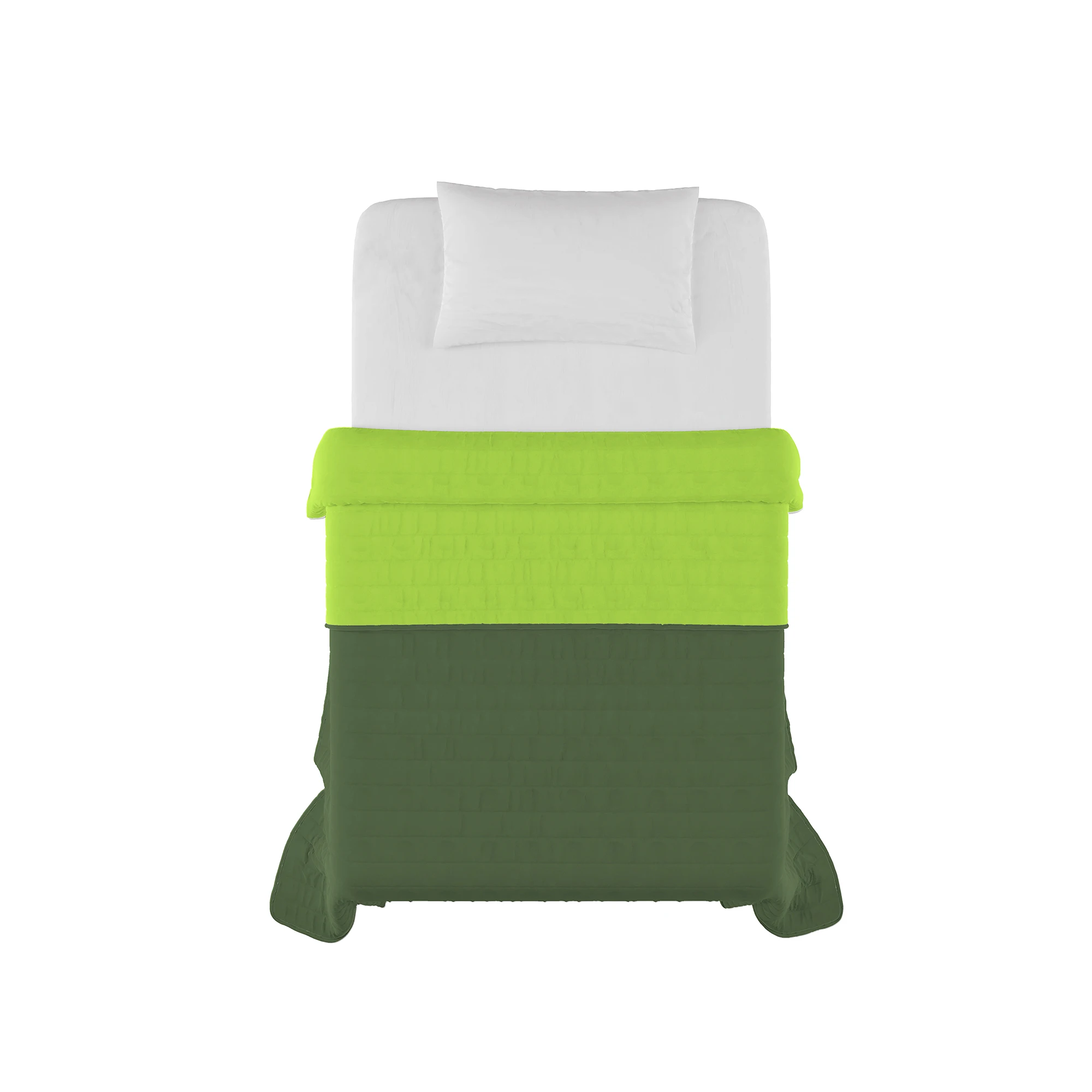 Сделанное в Италии Элегантное летнее одеяло двухцветное из микрофибры темно-зеленое/яблочно-зеленое маленькое двойное 220x270 см