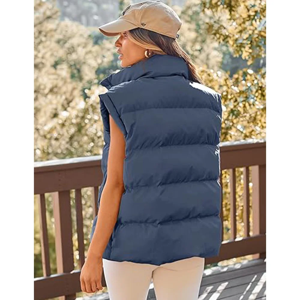 fall winter women clothes coat puffer sleeveless jacket black colour new Women Puffer Vest