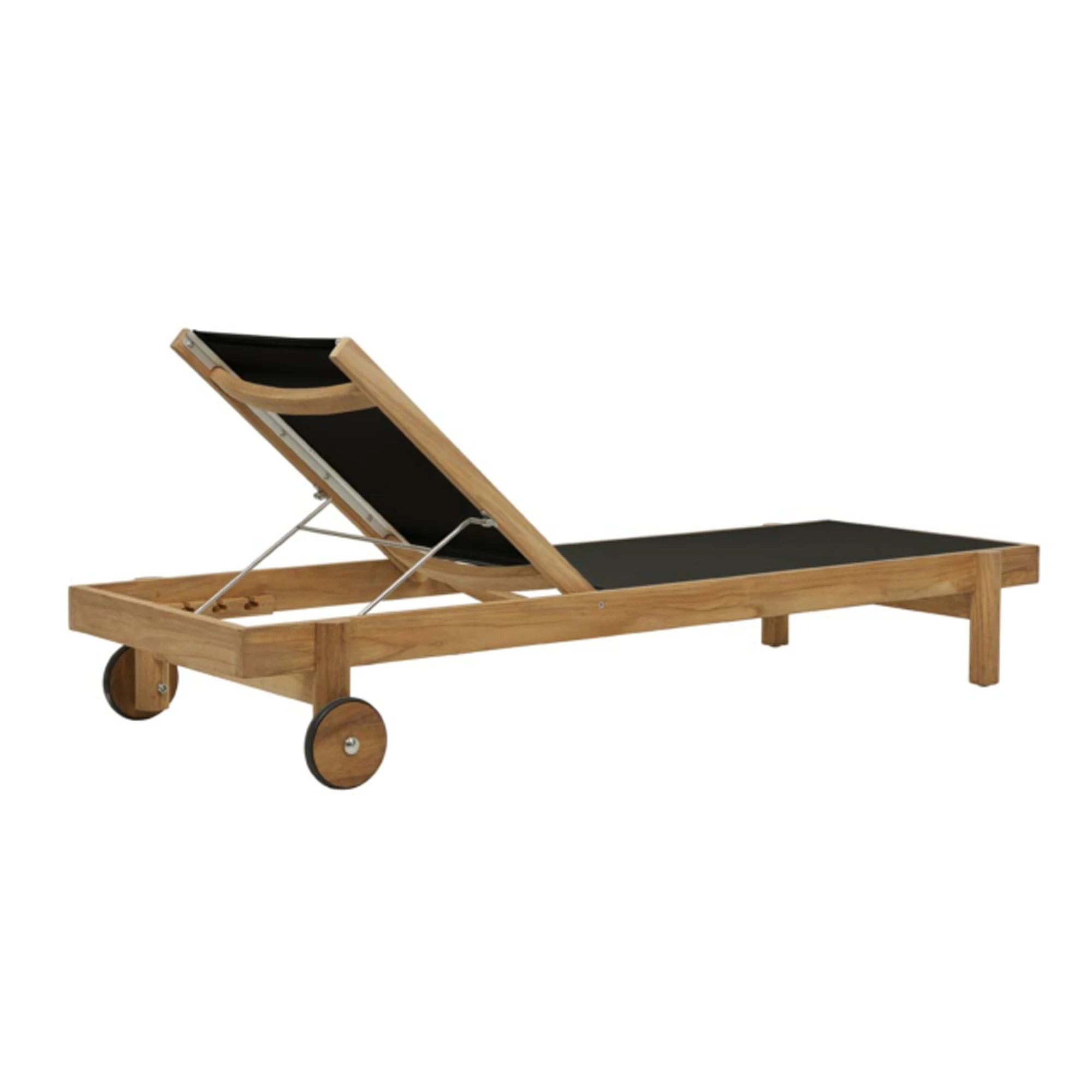 Outdoor Garden Pool Sun Lounger Teak Wood With Batyline Fabric - Aleta