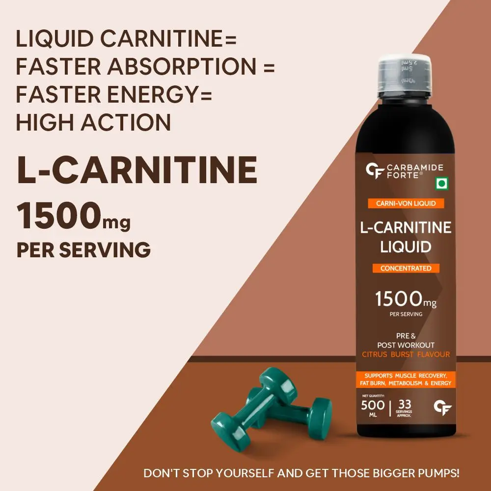 L-Carnitine Concentrated Liquid with 1500mg Per Serving | Pre & Post Workout Supplement for Energy Boost and Immune support