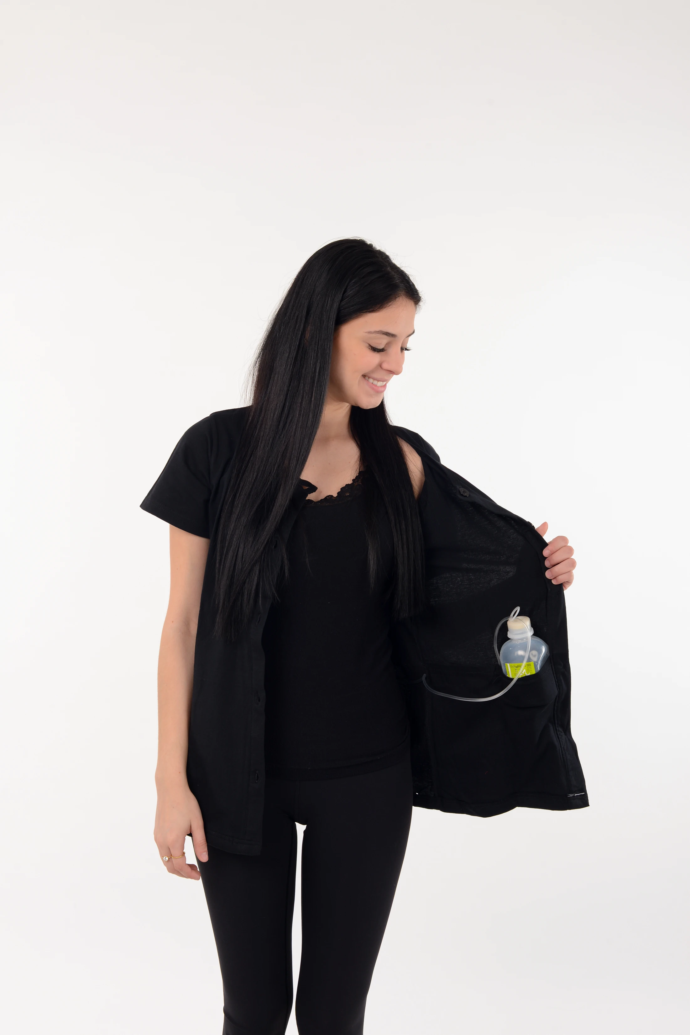 USBD Crew Neck Post Mastectomy Shirt with Drain Pockets