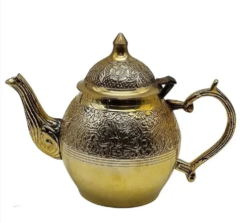 Table Decorative Brass Teapot Kettle With Beautiful Engraving Design Metal Coffee Pot Made India
