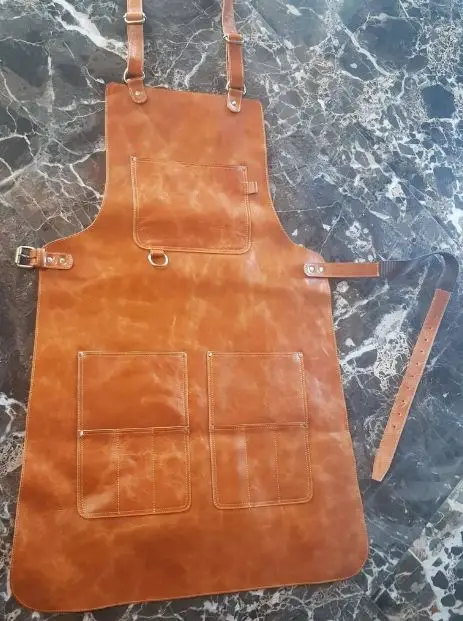 Оптовая продажа 100% фартук из натуральной кожи для выпечки/приготовления пищи/работы/кафе/механических работ/садоводства высокого качества