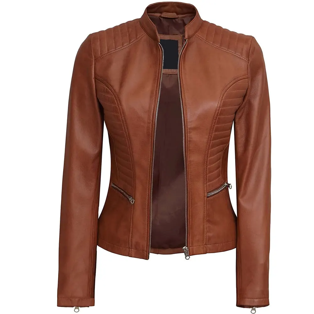 New Arrivals Slim Fit Ladies Biker Style Women Leather Jackets Hot Sale Plus Size Women Fashion Leather Jackets